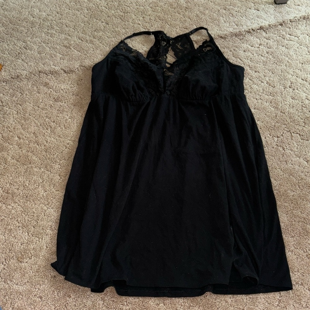 Cacique Black Lace Trim Nightgown